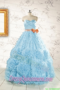Unique Beading Aqua Blue Quinceanera Dresses for 2015